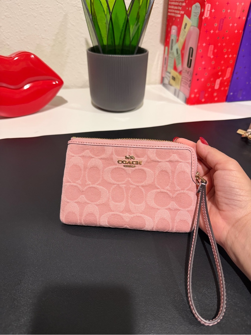 Coach Pink Signature Wristlet